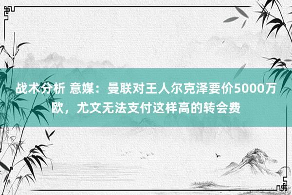 战术分析 意媒：曼联对王人尔克泽要价5000万欧，尤文无法支付这样高的转会费