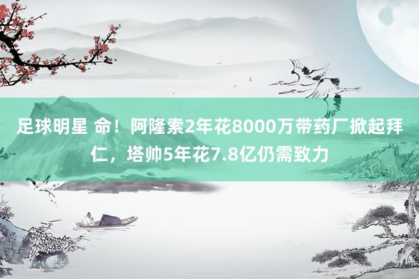 足球明星 命！阿隆索2年花8000万带药厂掀起拜仁，塔帅5年花7.8亿仍需致力