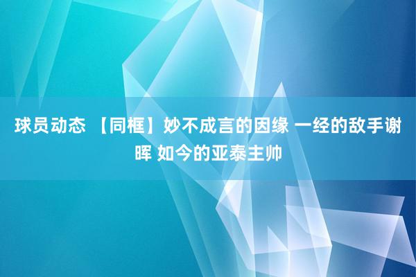 球员动态 【同框】妙不成言的因缘 一经的敌手谢晖 如今的亚泰主帅