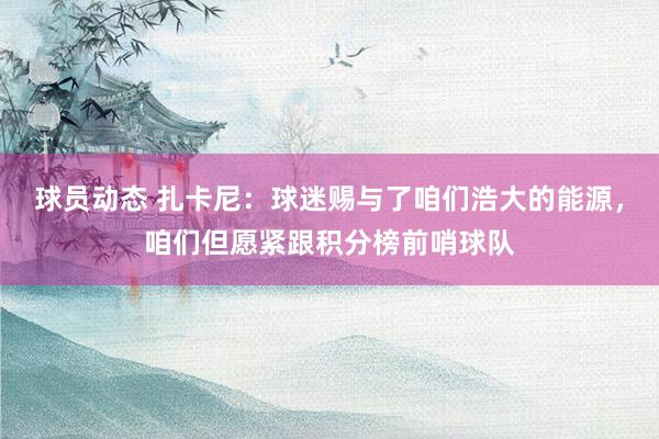 球员动态 扎卡尼：球迷赐与了咱们浩大的能源，咱们但愿紧跟积分榜前哨球队