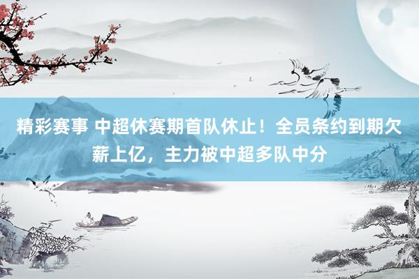 精彩赛事 中超休赛期首队休止！全员条约到期欠薪上亿，主力被中超多队中分